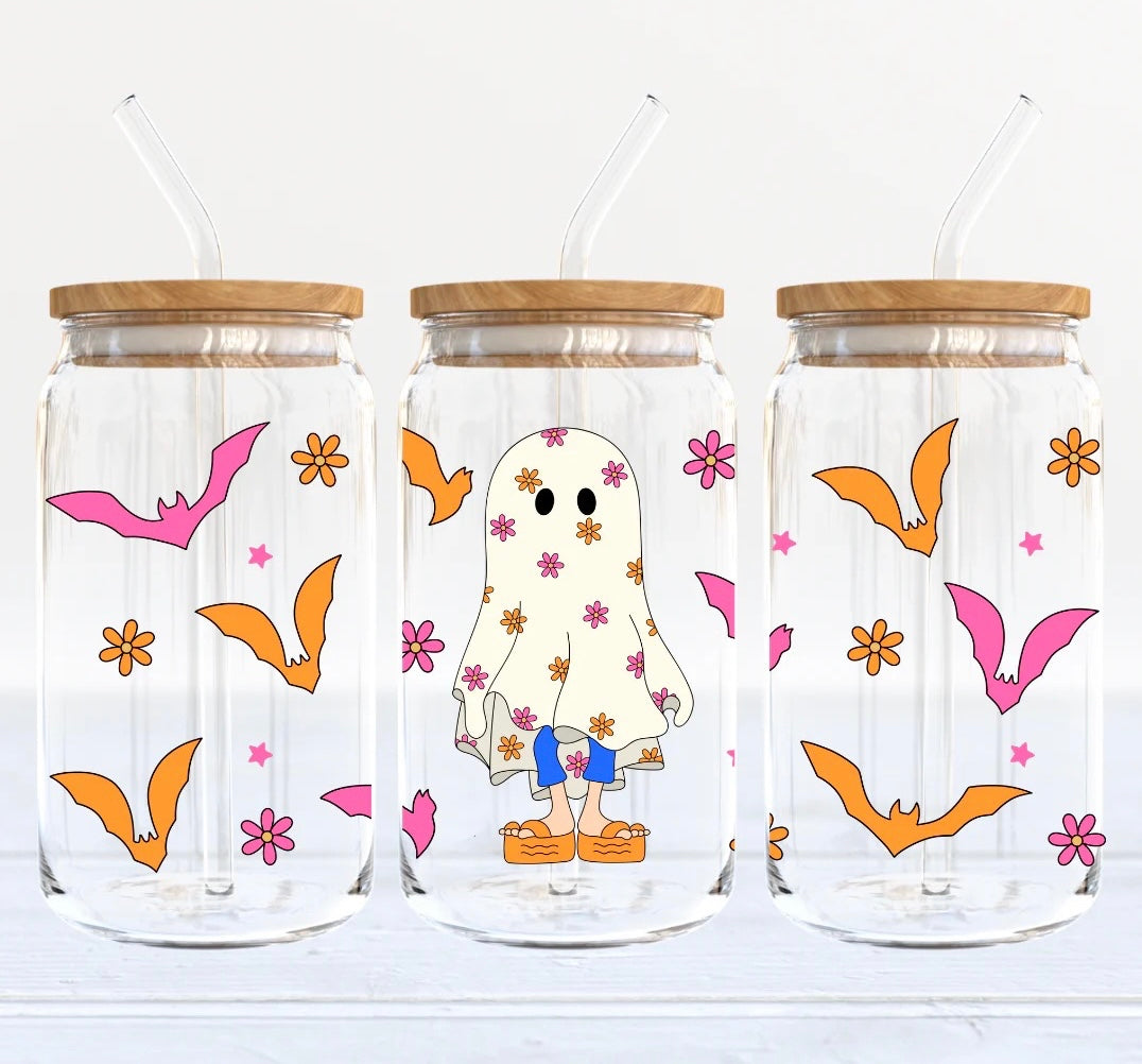 Lizzie Halloween 16oz Glass Can