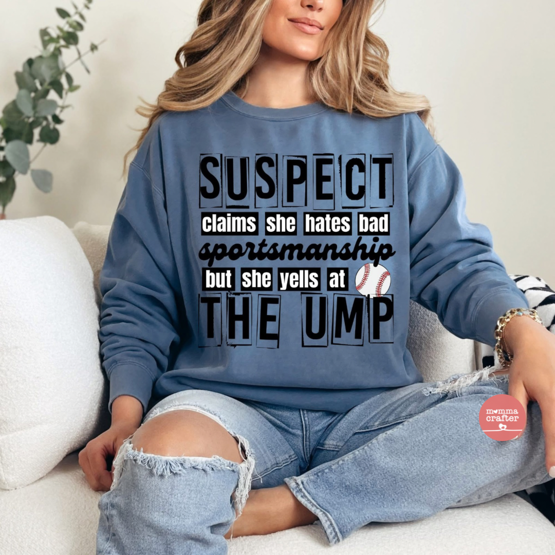 Funny Suspect Baseball Crewneck