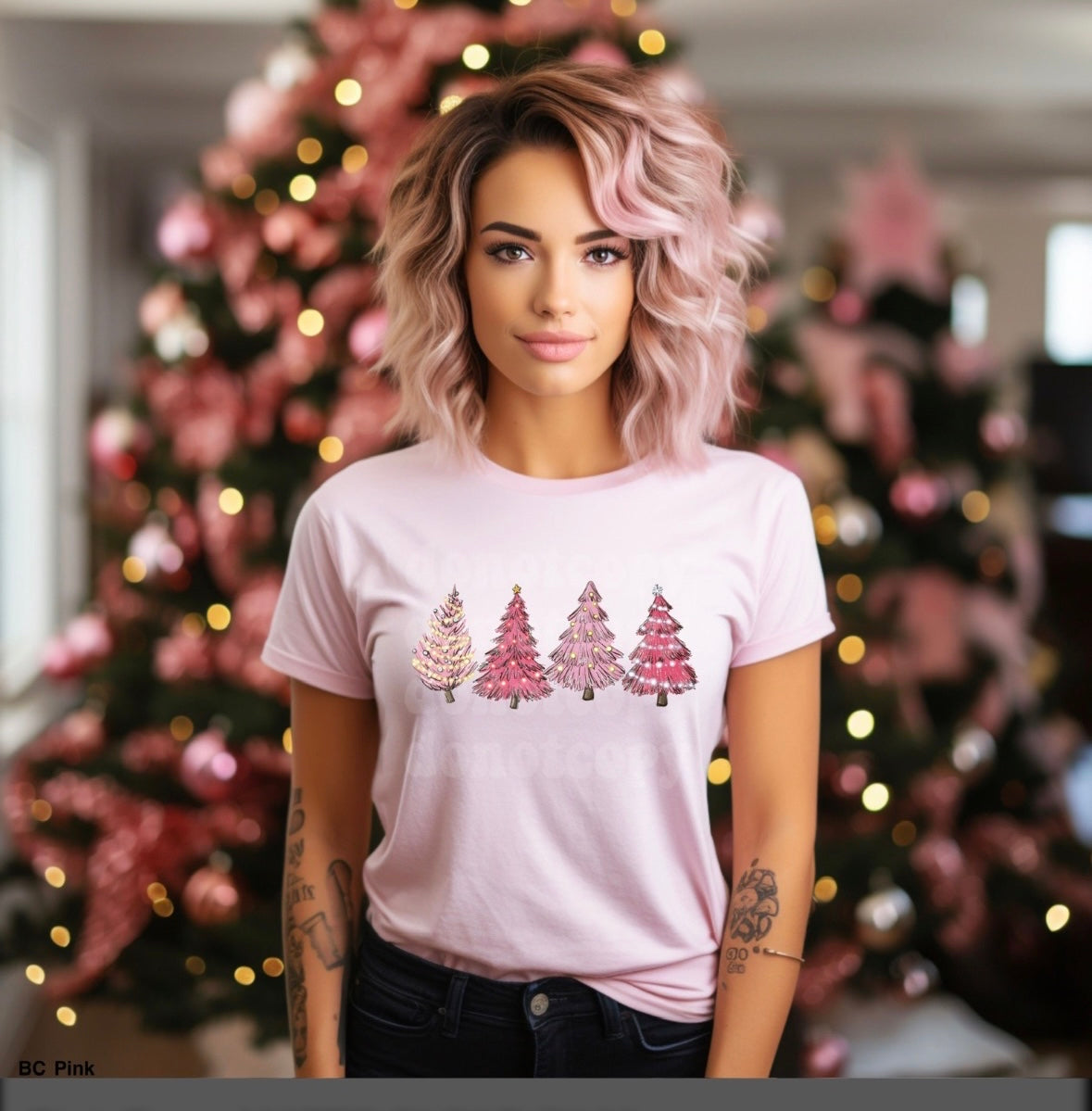 Pink Christmas Trees Tshirt