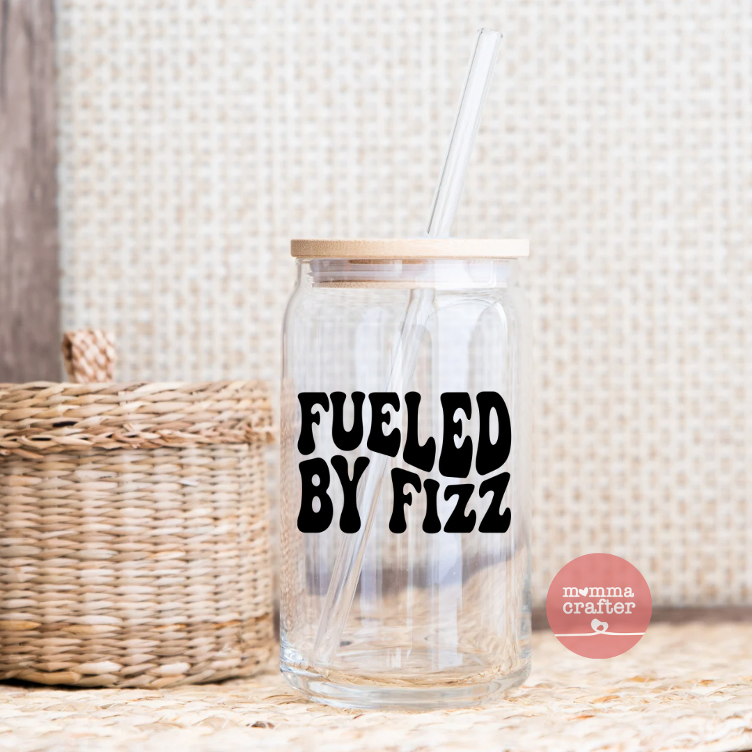 Fueled by Fizz 16oz Glass Cup (Black)