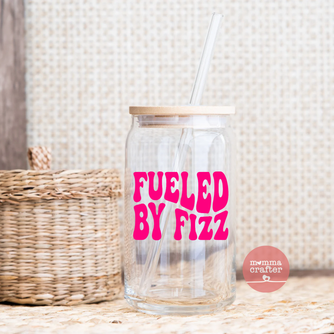 Fueled by Fizz 16oz Glass Cup (Hot Pink)