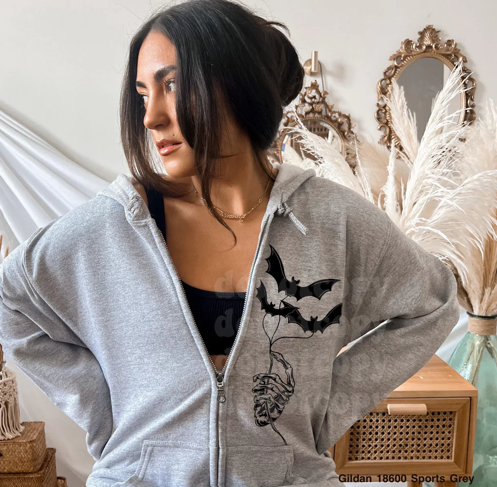 Skellie Bat Balloons Zip Up Sweatshirt