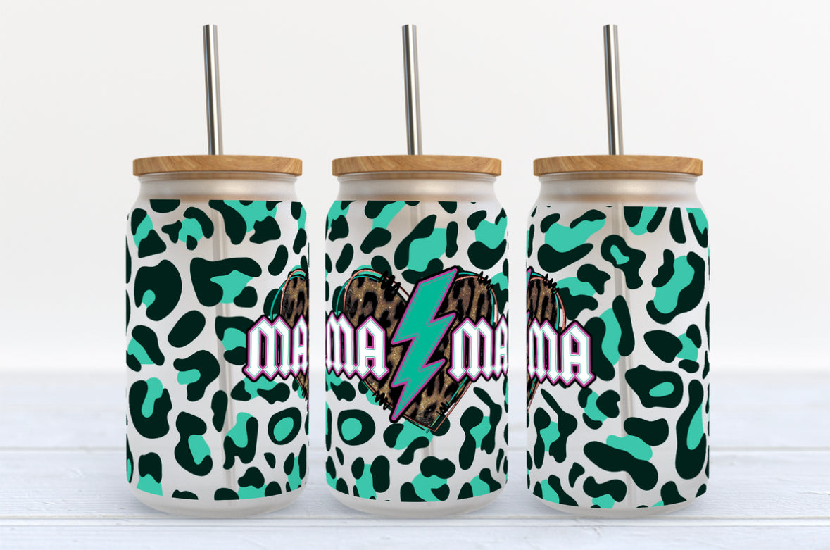 Teal Leopard Mama 16oz