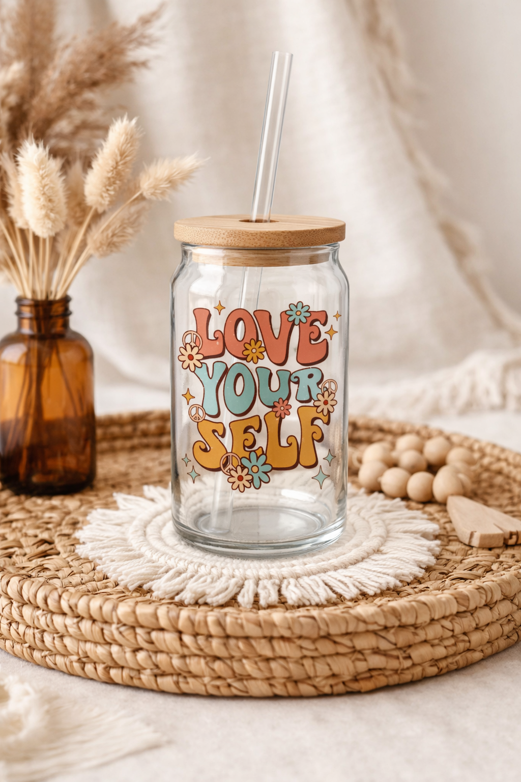Love Yourself 16oz Glass Can
