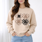 Checkered Neutral Mama Crewneck