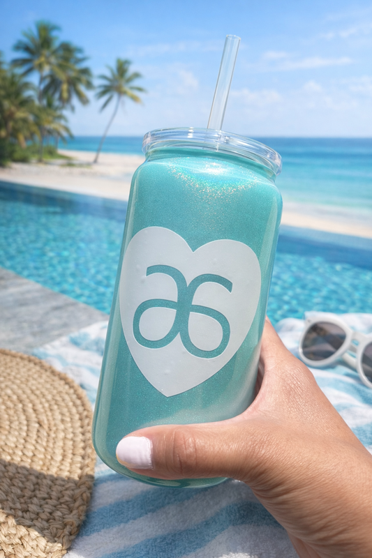 Arbonne Heart Shimmer Glass Can