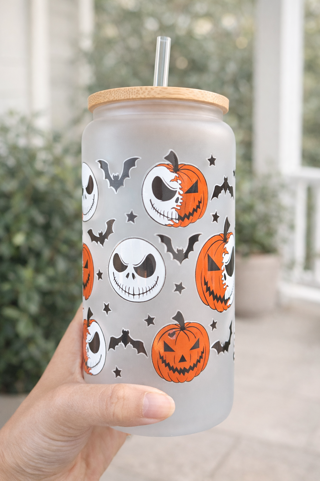 Jack Halloween 16oz Frosted Glass Can