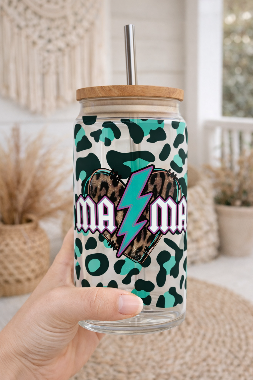Teal Leopard Mama 16oz