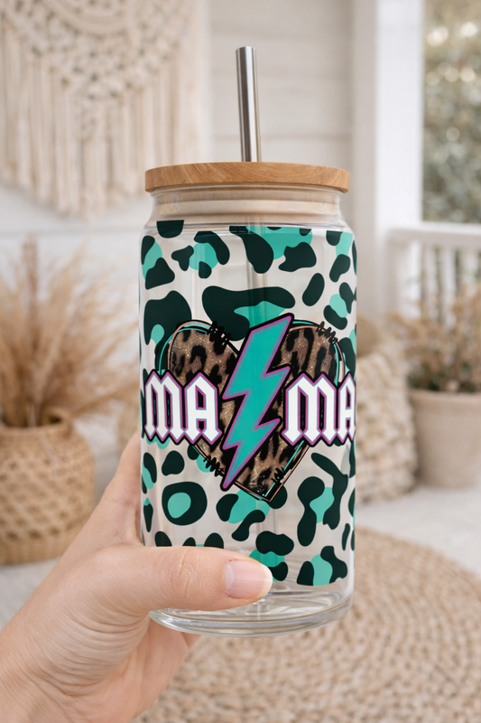 Teal Leopard Mama 16oz