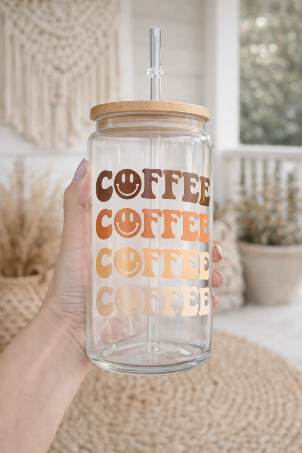 Coffee Stacked 16oz Glass