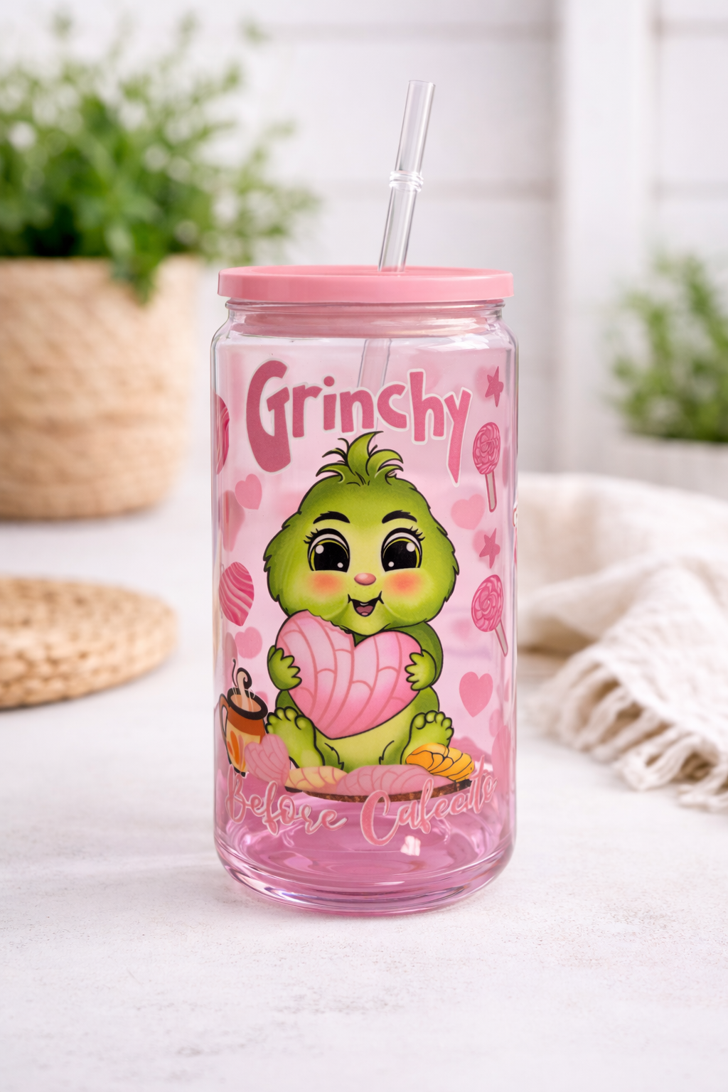 Grinchy Conchas 16oz Glass Can