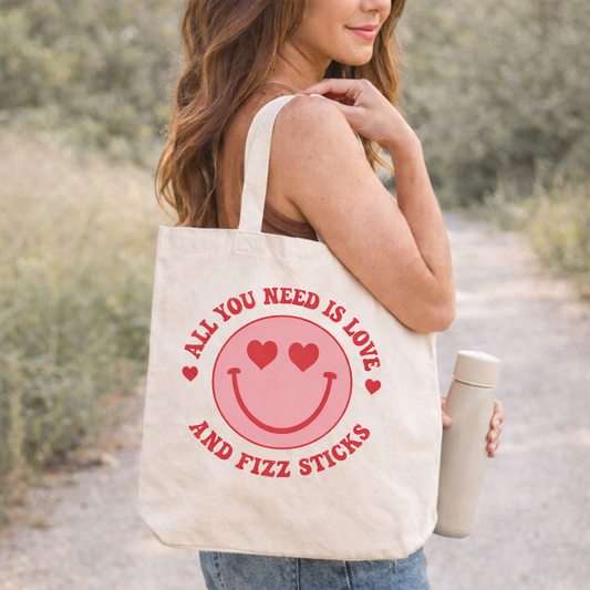 All You Need is Love and Fizz Natural Tote Bag