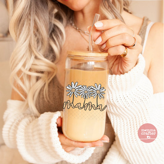 Mama Floral 16oz Glass Can